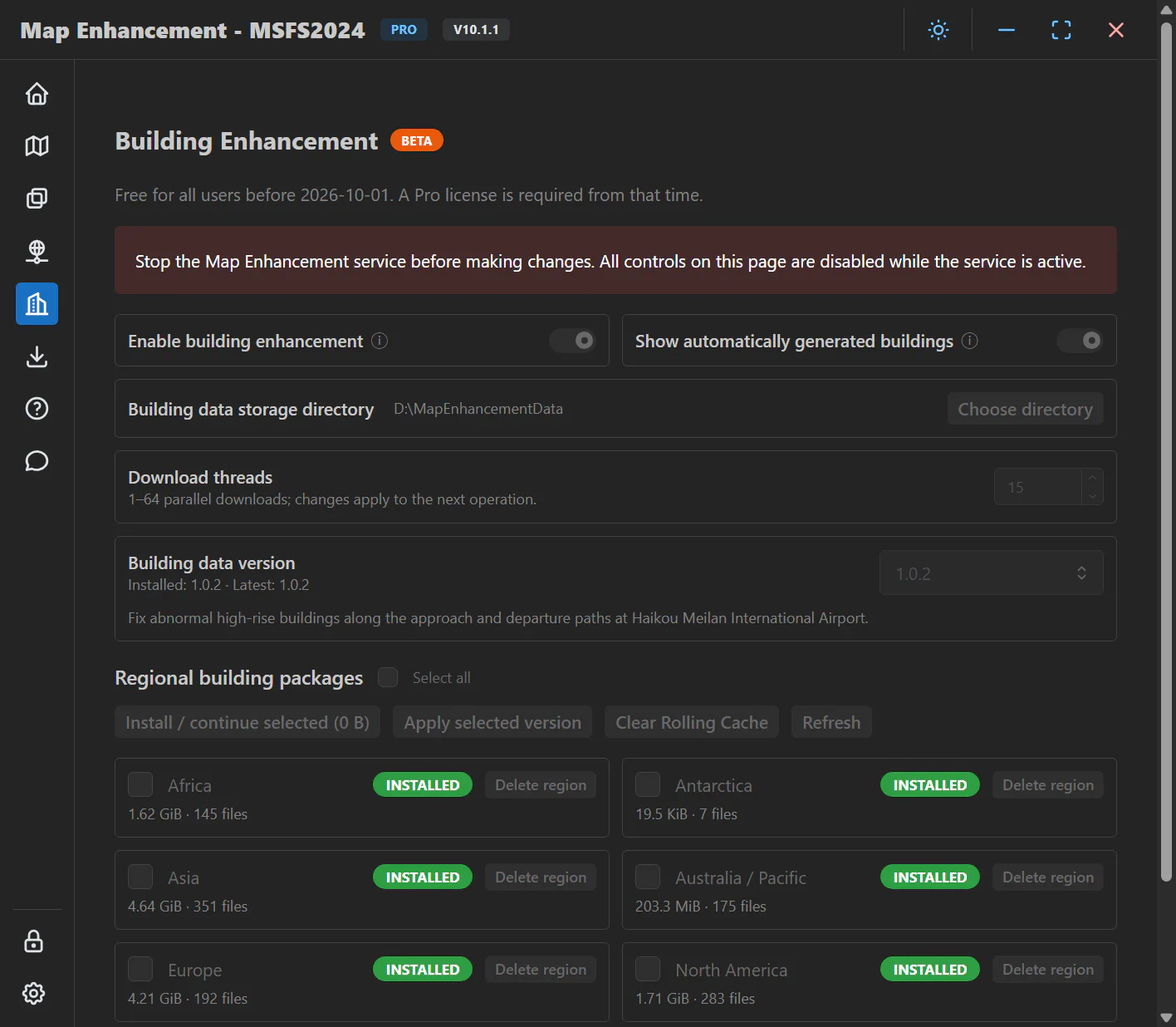 Building Enhancement regional package management