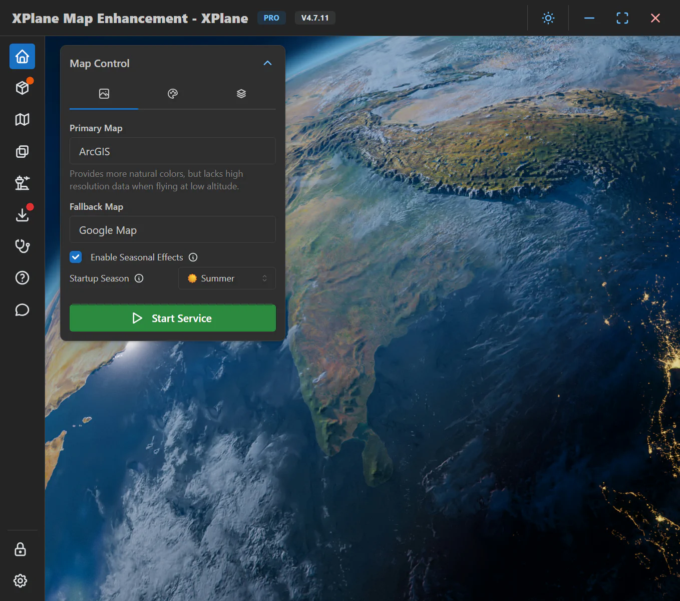 Startup Season set to Summer with ArcGIS as the Primary Map and Google Map as the Fallback Map
